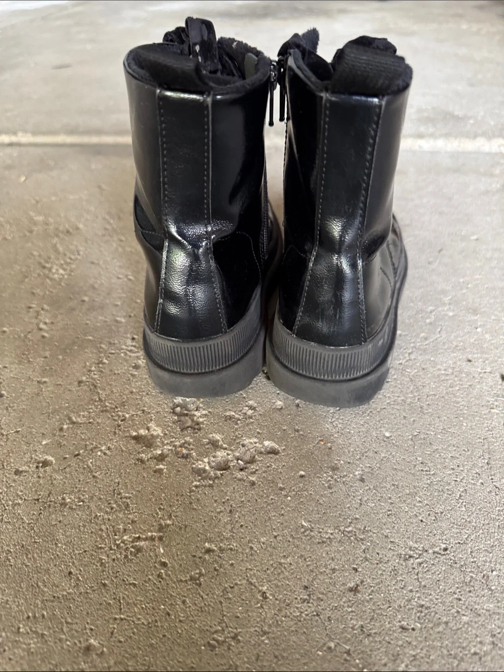 Kids Black Lace-Up Ankle Boots -
